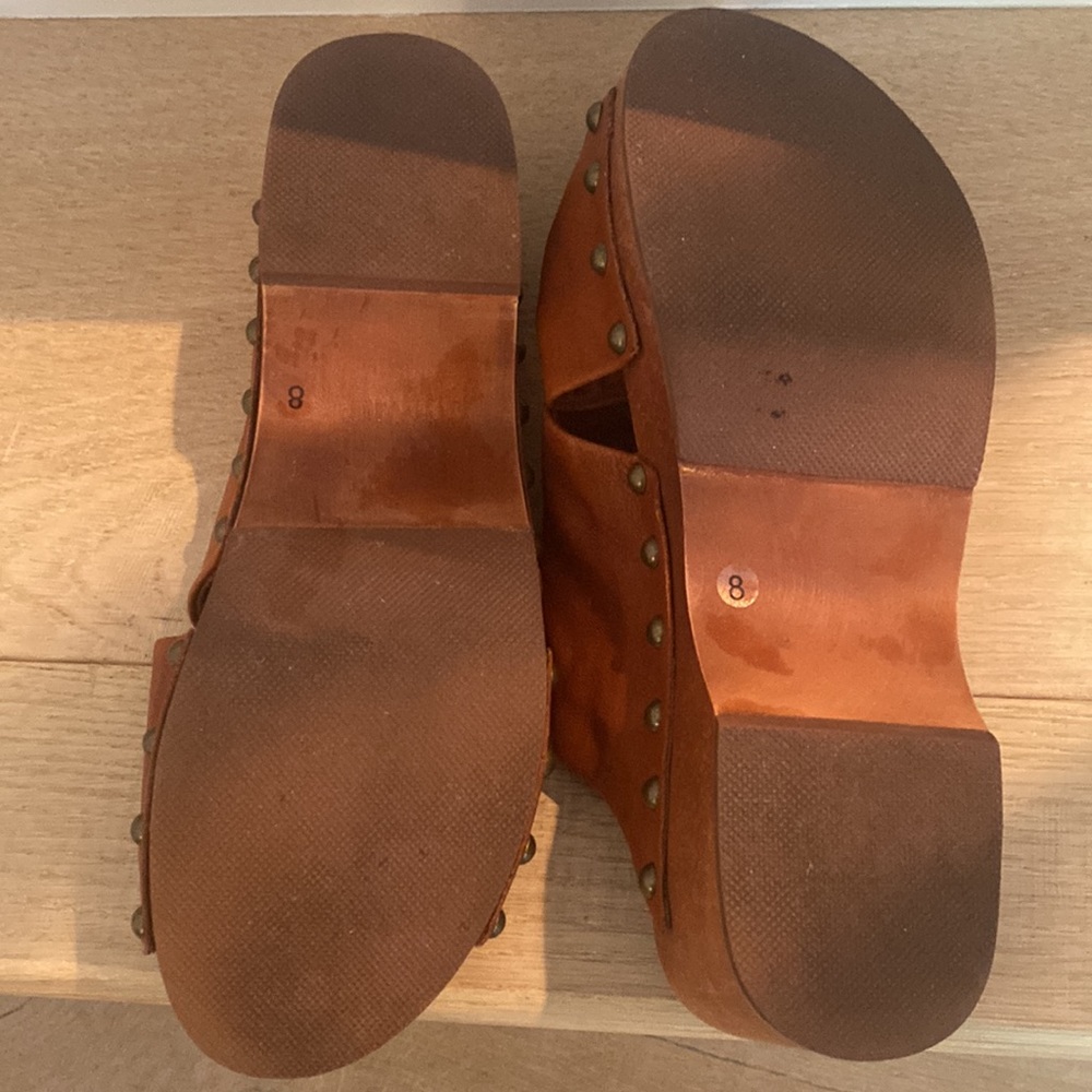 Anthropologie - Kelsi Dagger, leather, wooden clog sandal. Size US 8, Euro 38.5 - Picture 5 of 8